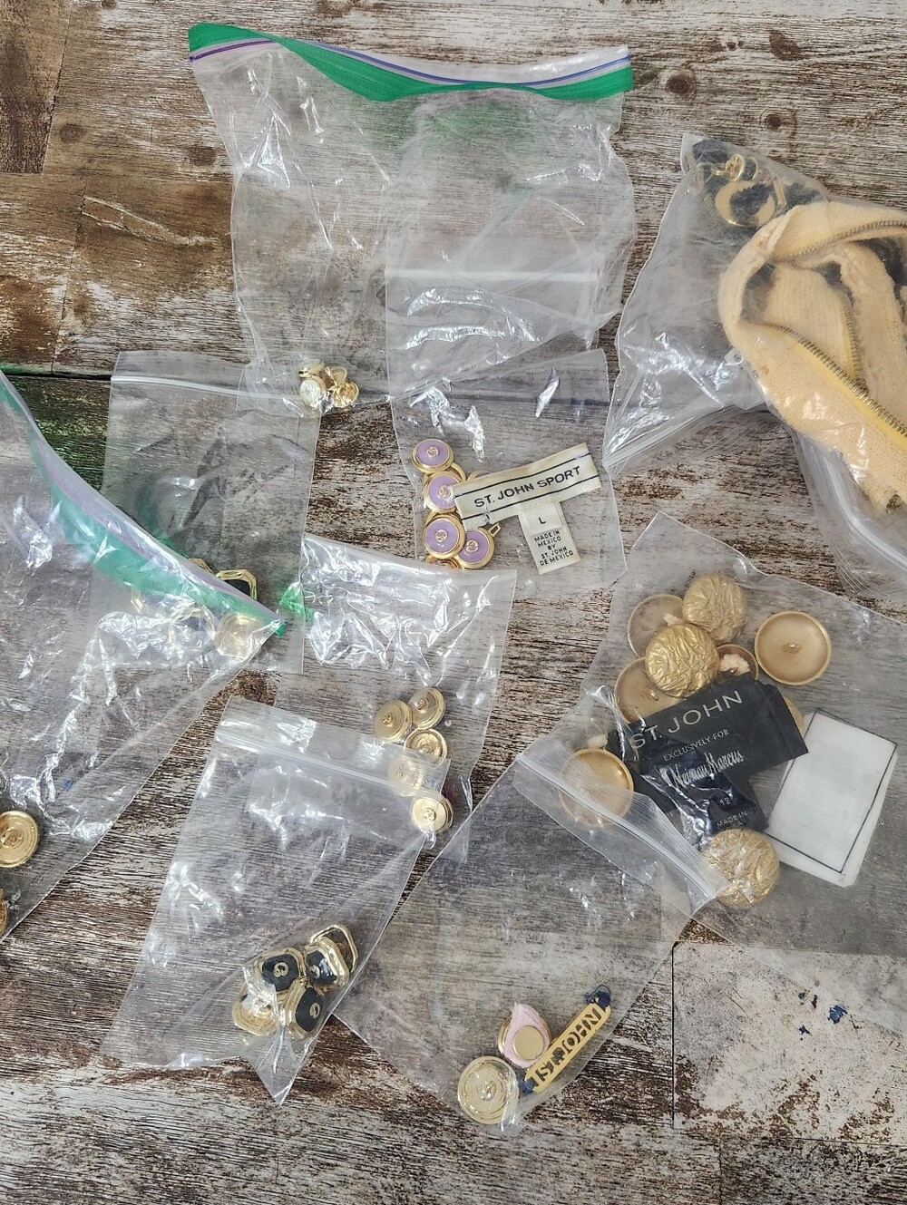 Vintage St John Marie Gray Buttons Tags Zippers Neiman Marcus Repair Parts Lot